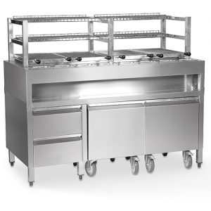 Robata grill met warmhoudrooster